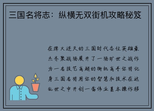 三国名将志：纵横无双街机攻略秘笈